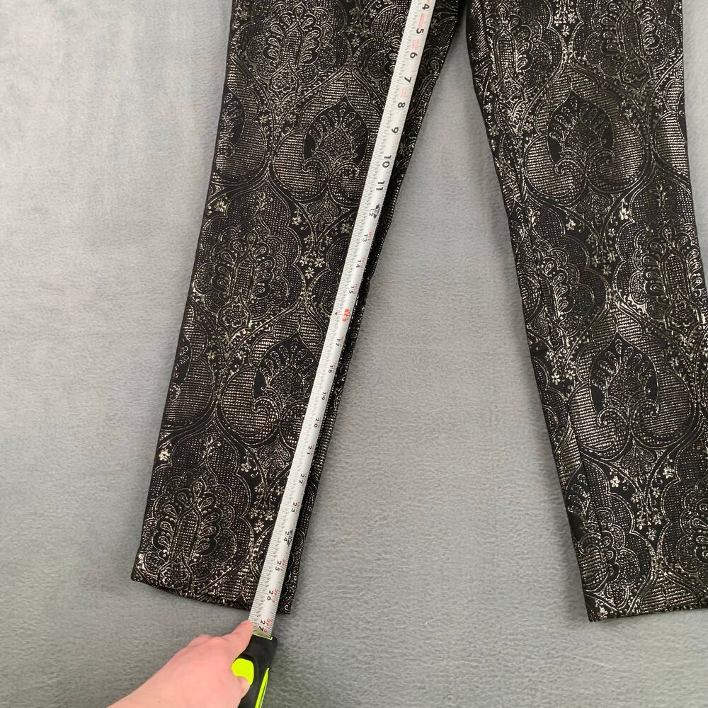 J McLaughlin Metallic Paisley Skinny Pants Size 6 Luxe Boho Chic Evening - Picture 3 of 7